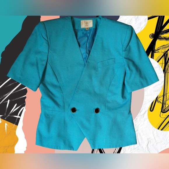 Vintage 80s Electric Blue Top - Picture 4 of 5